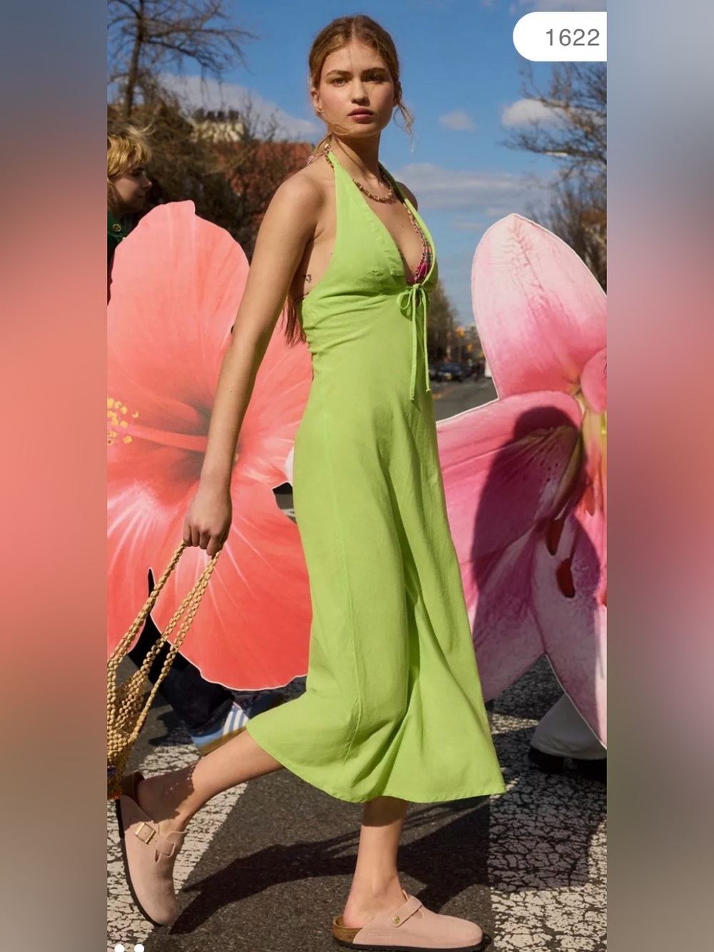 BDG Urban Outfitters Danny Light Green Sleeveless Halter Midi Dress size small